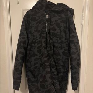 DIVIDED LONG PUFFER COAT in BLACK CAMO